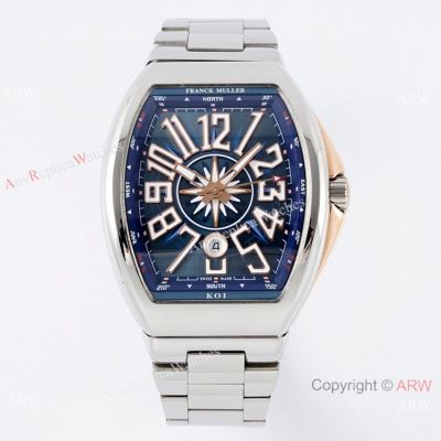 Swiss Grade Replica Franck Muller Vanguard V45 watch 2-Tone Rose Gold White Arabic